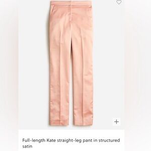 J.Crew Women's "Kate" BM770 Light Pink Satin Pants High Rise Straight Leg 4T